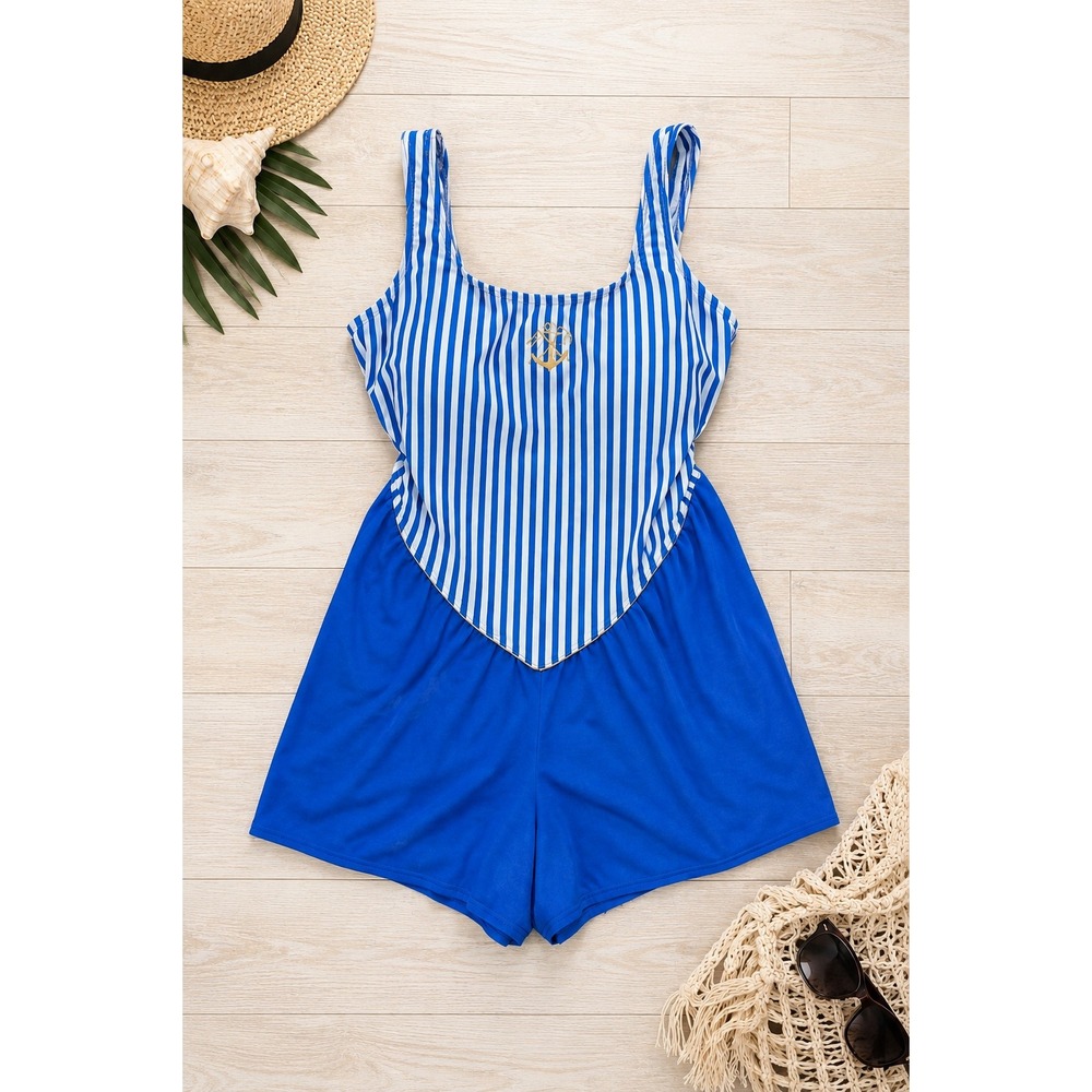 Baltex Plus Size 20 Swimdress NWT‎ Blue White Nautical Tummy Control Vacation